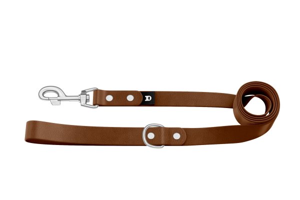 Dog Leash Basic: Dark brown with Silver components