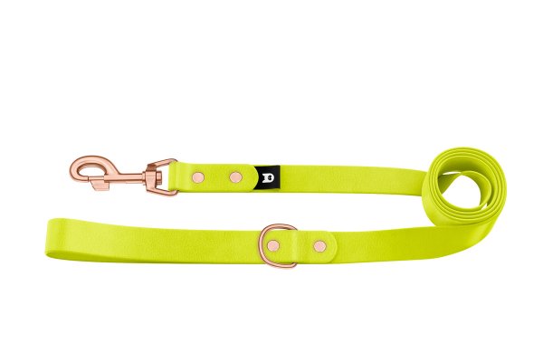 Dog Leash Basic: Neon yellow with Rosegold components