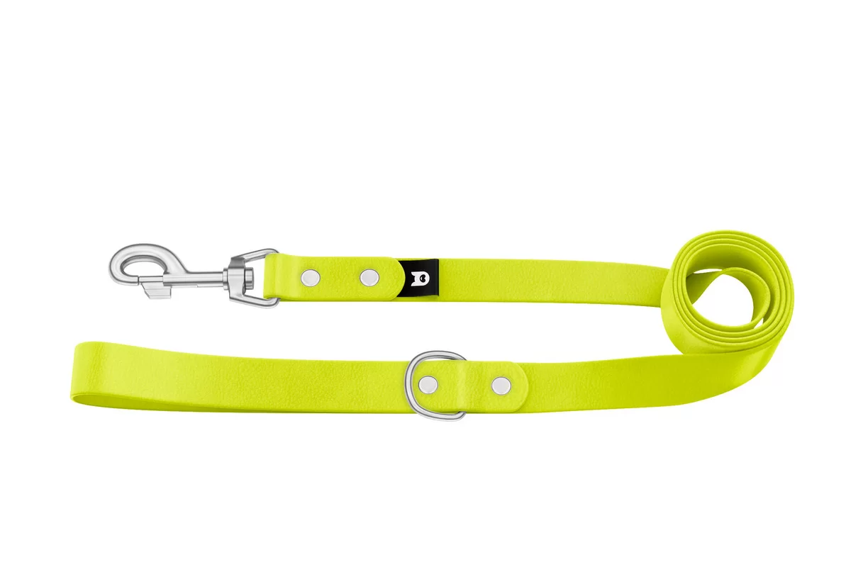 Dog Leash Basic: Neon yellow with Silver components