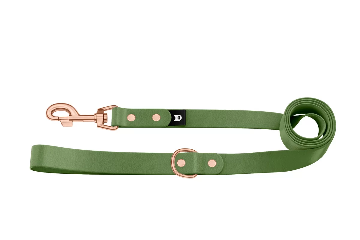 Dog Leash Basic: Olive with Rosegold components