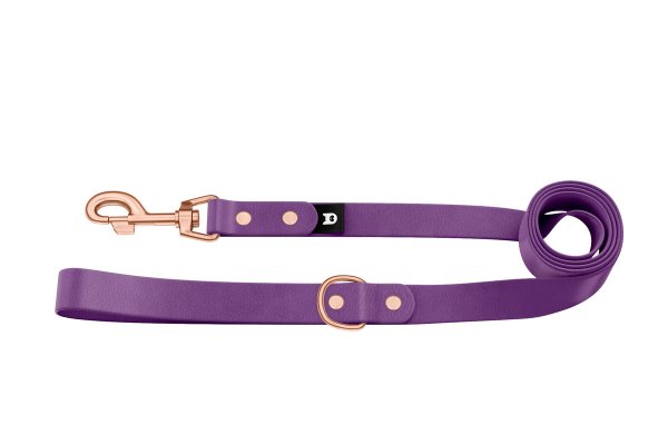 Dog Leash Basic: Purpur with Rosegold components