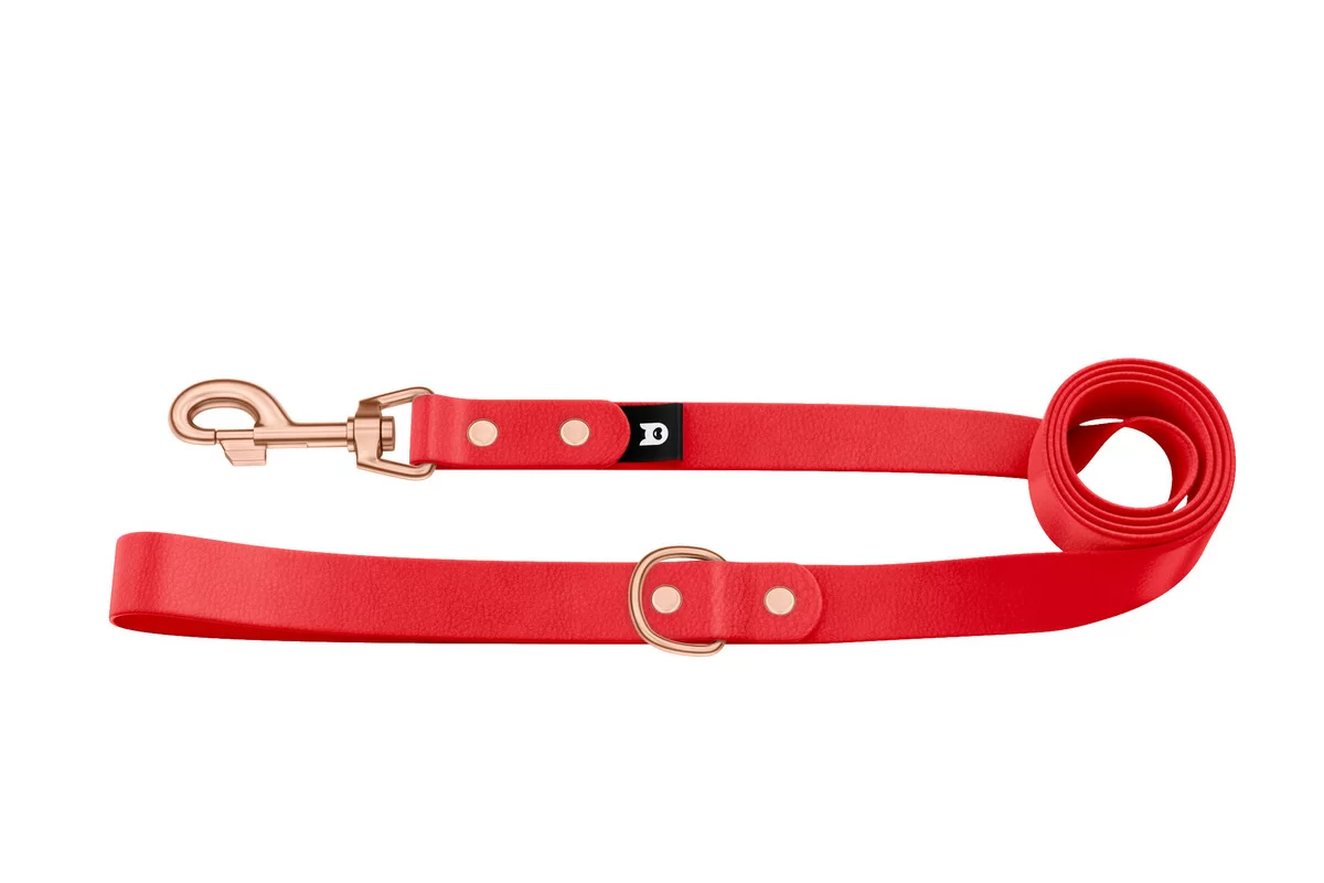 Dog Leash Basic: Red with Rosegold components