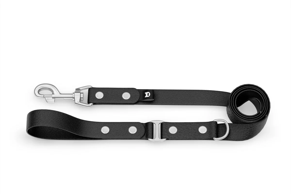 Dog Leash Duo: Black & Black with Silver components