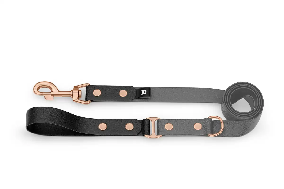 Dog Leash Duo: Black & Gray with Rosegold components