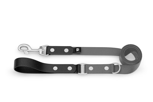 Dog Leash Duo: Black & Gray with Silver components