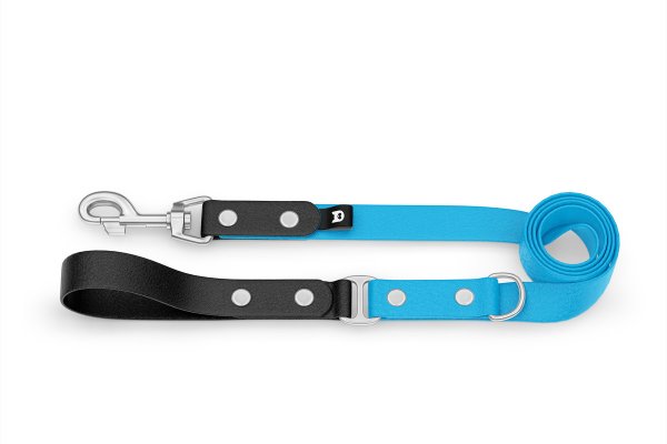 Dog Leash Duo: Black & Light blue with Silver components