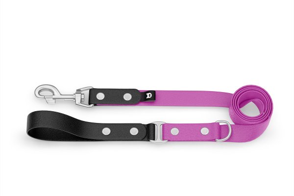 Dog Leash Duo: Black & Light purple with Silver components
