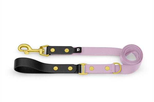 Dog Leash Duo: Black & Lilac with Gold components