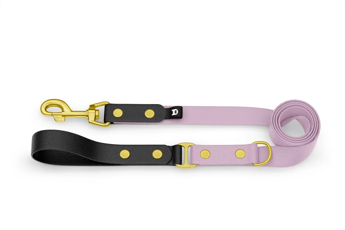 Dog Leash Duo: Black & Lilac with Gold components