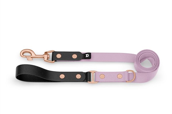 Dog Leash Duo: Black & Lilac with Rosegold components