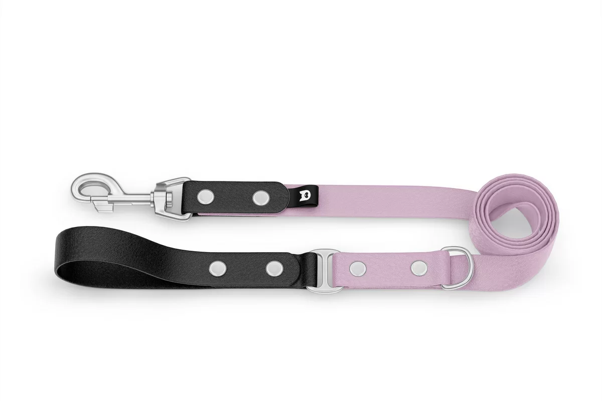 Dog Leash Duo: Black & Lilac with Silver components