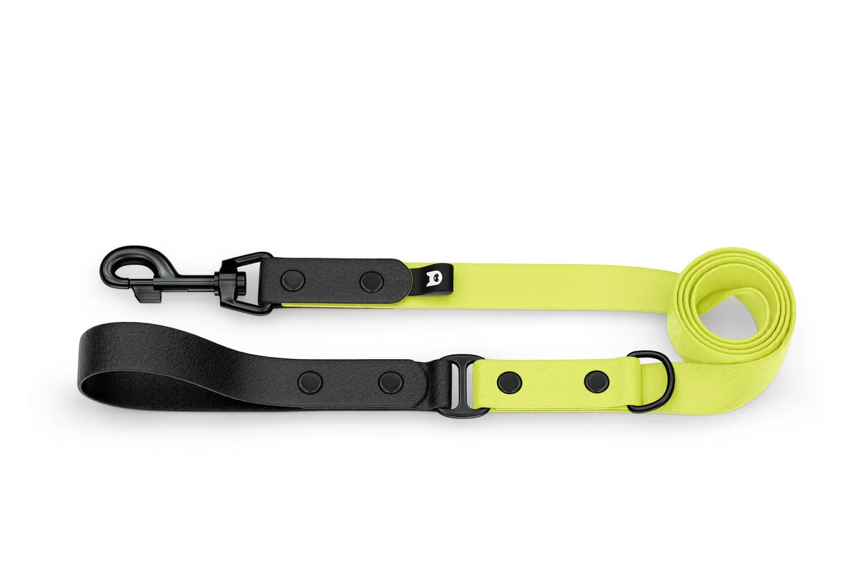 Dog Leash Duo: Black & Neon yellow with Black components