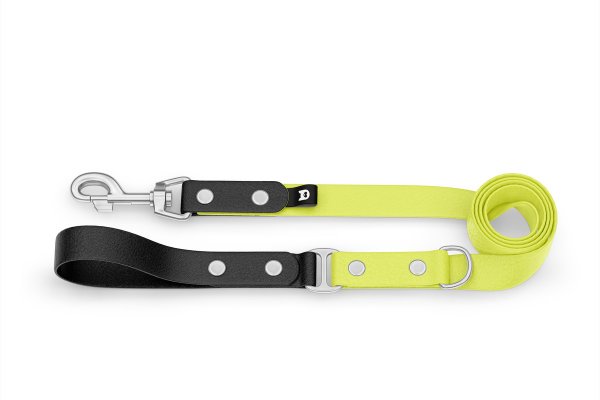 Dog Leash Duo: Black & Neon yellow with Silver components