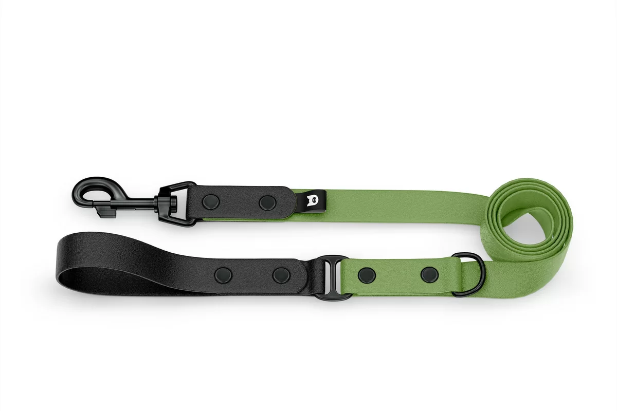 Dog Leash Duo: Black & Olive with Black components