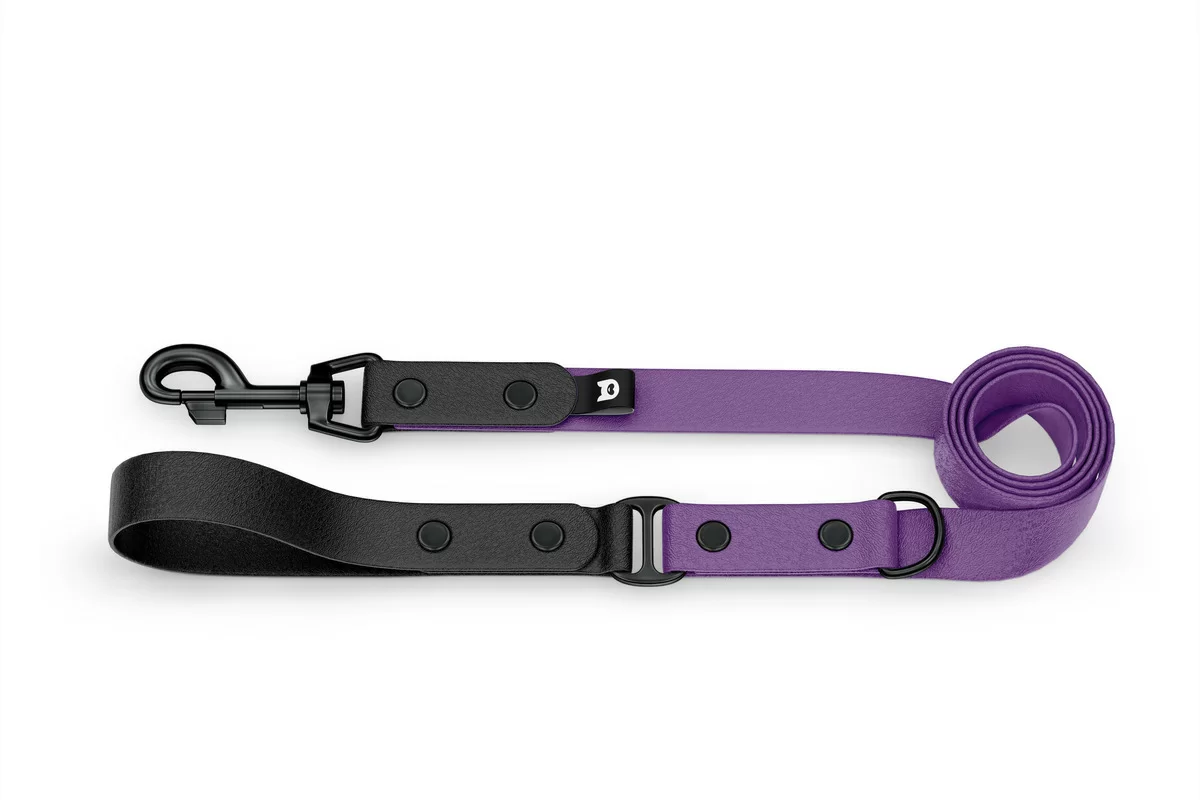 Dog Leash Duo: Black & Purpur with Black components