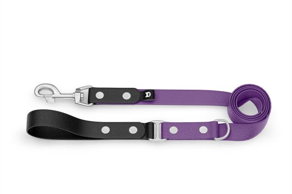 Dog Leash Duo: Black & Purpur with Silver components