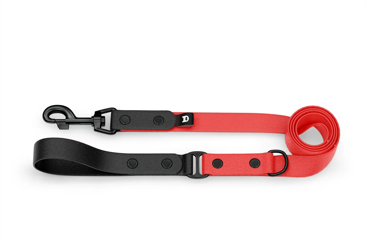 Dog Leash Duo: Black & Red with Black components