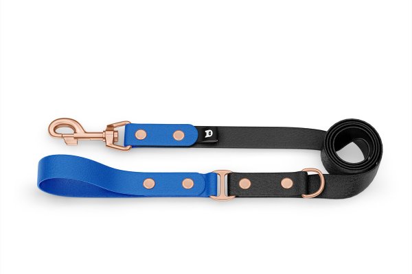 Dog Leash Duo: Blue & Black with Rosegold components