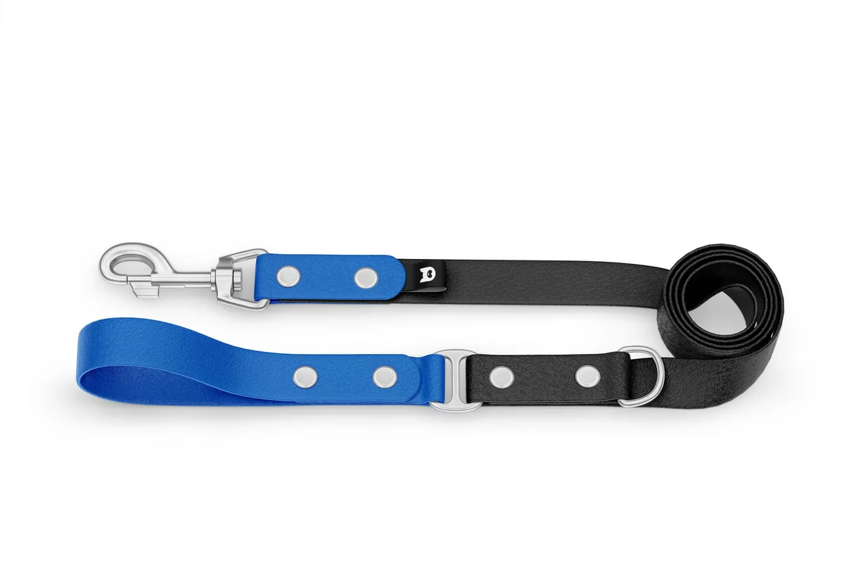 Dog Leash Duo: Blue & Black with Silver components