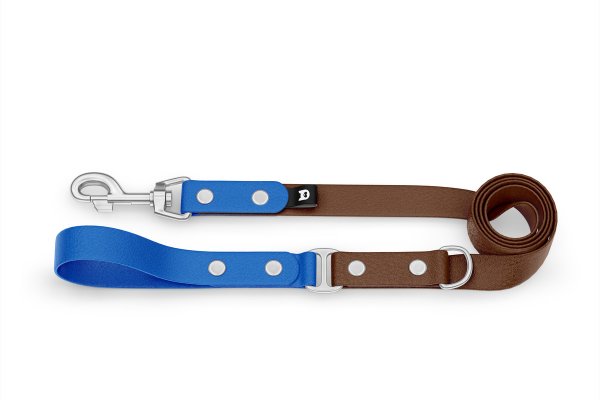 Dog Leash Duo: Blue & Dark brown with Silver components