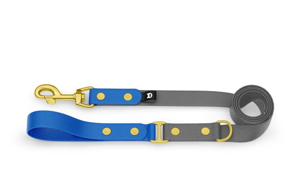 Dog Leash Duo: Blue & Gray with Gold components