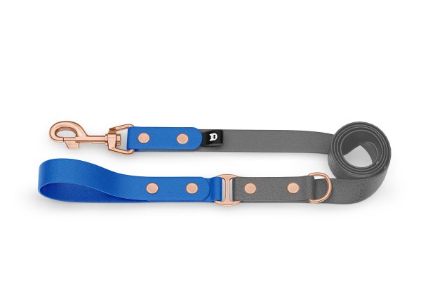 Dog Leash Duo: Blue & Gray with Rosegold components