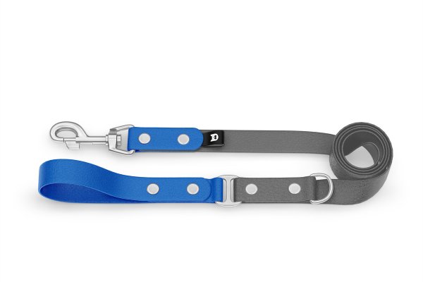 Dog Leash Duo: Blue & Gray with Silver components