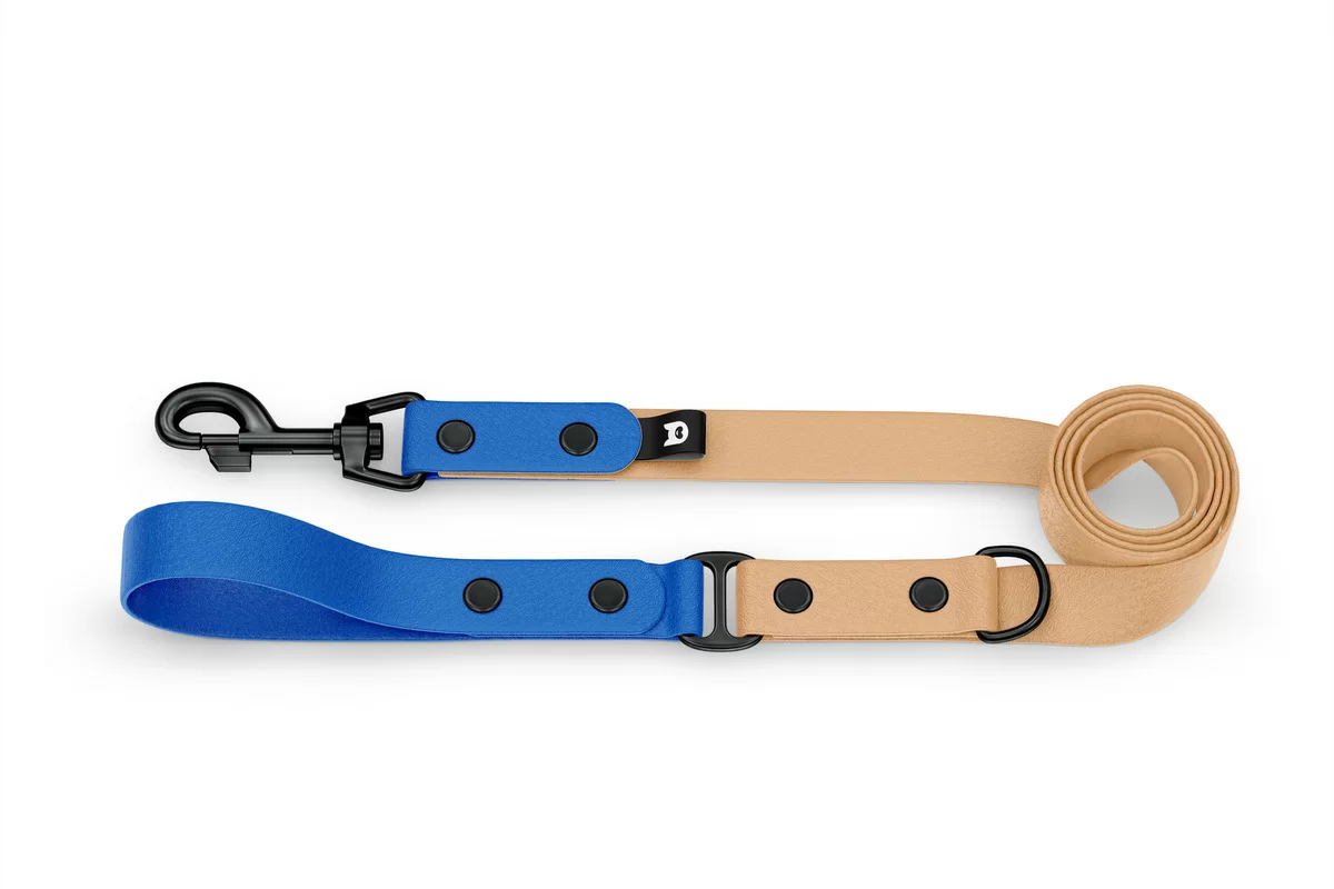 Dog Leash Duo: Blue & Light brown with Black components