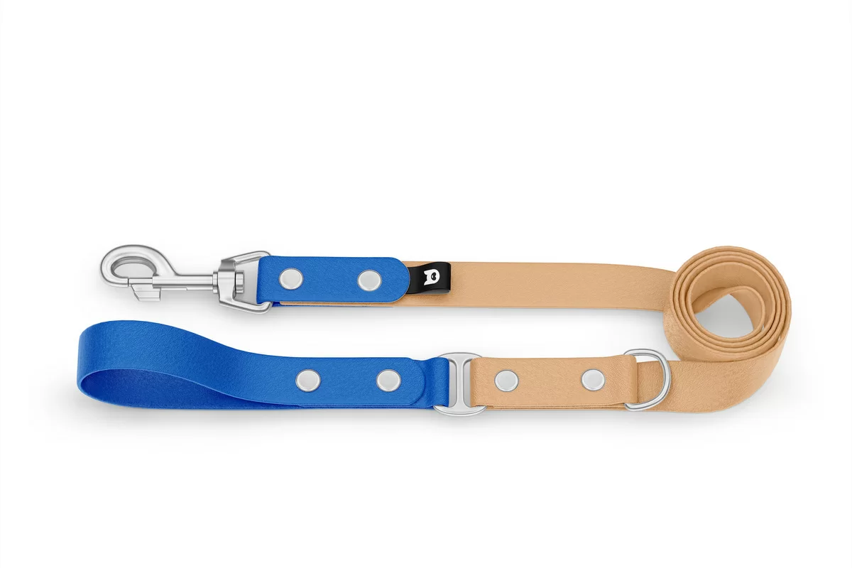 Dog Leash Duo: Blue & Light brown with Silver components