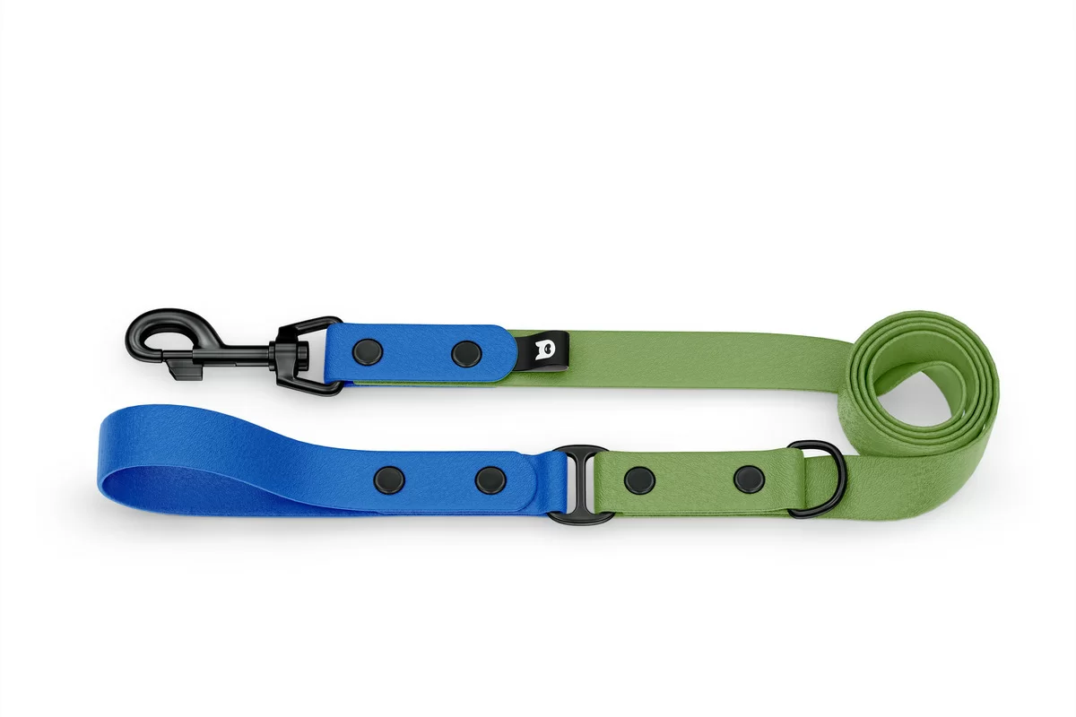Dog Leash Duo: Blue & Olive with Black components