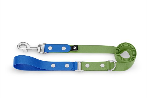 Dog Leash Duo: Blue & Olive with Silver components