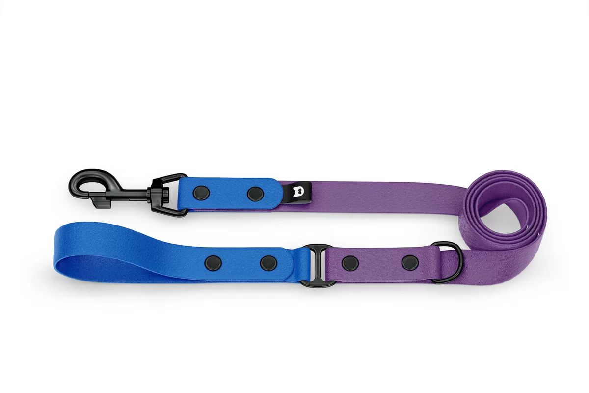 Dog Leash Duo: Blue & Purpur with Black components