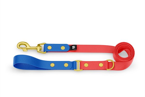 Dog Leash Duo: Blue & Red with Gold components