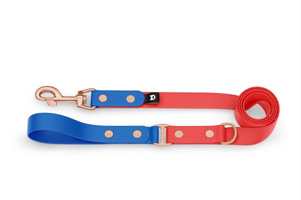 Dog Leash Duo: Blue & Red with Rosegold components