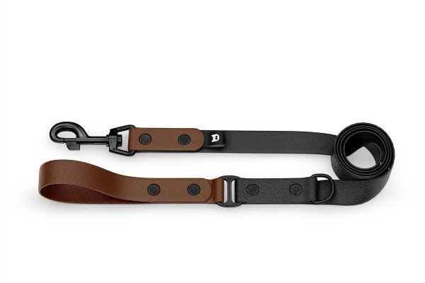 Dog Leash Duo: Dark brown & Black with Black components