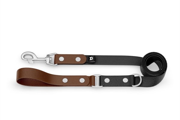 Dog Leash Duo: Dark brown & Black with Silver components
