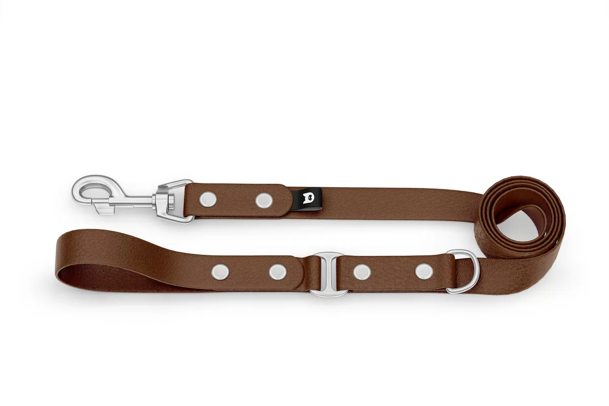 Dog Leash Duo: Dark brown & Dark brown with Silver components