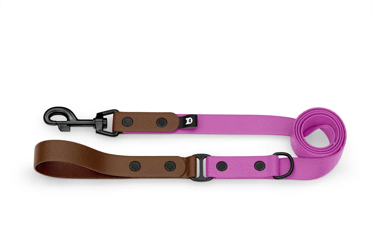 Dog Leash Duo: Dark brown & Light purple with Black components