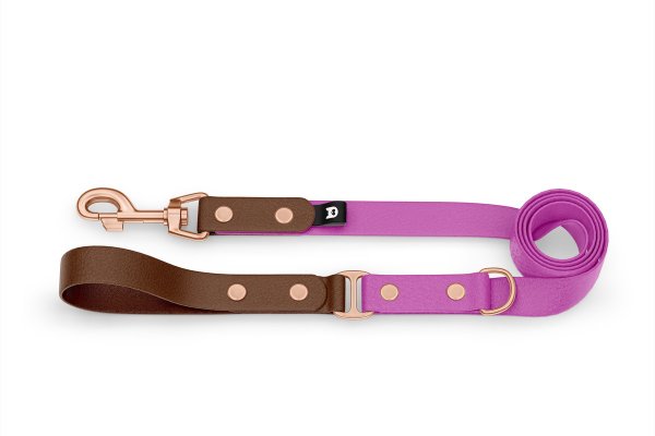 Dog Leash Duo: Dark brown & Light purple with Rosegold components
