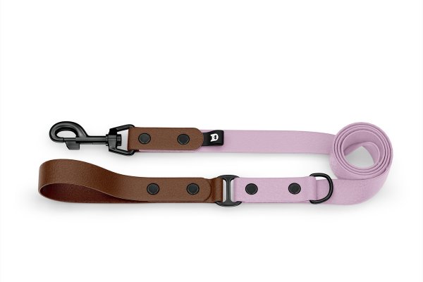 Dog Leash Duo: Dark brown & Lilac with Black components