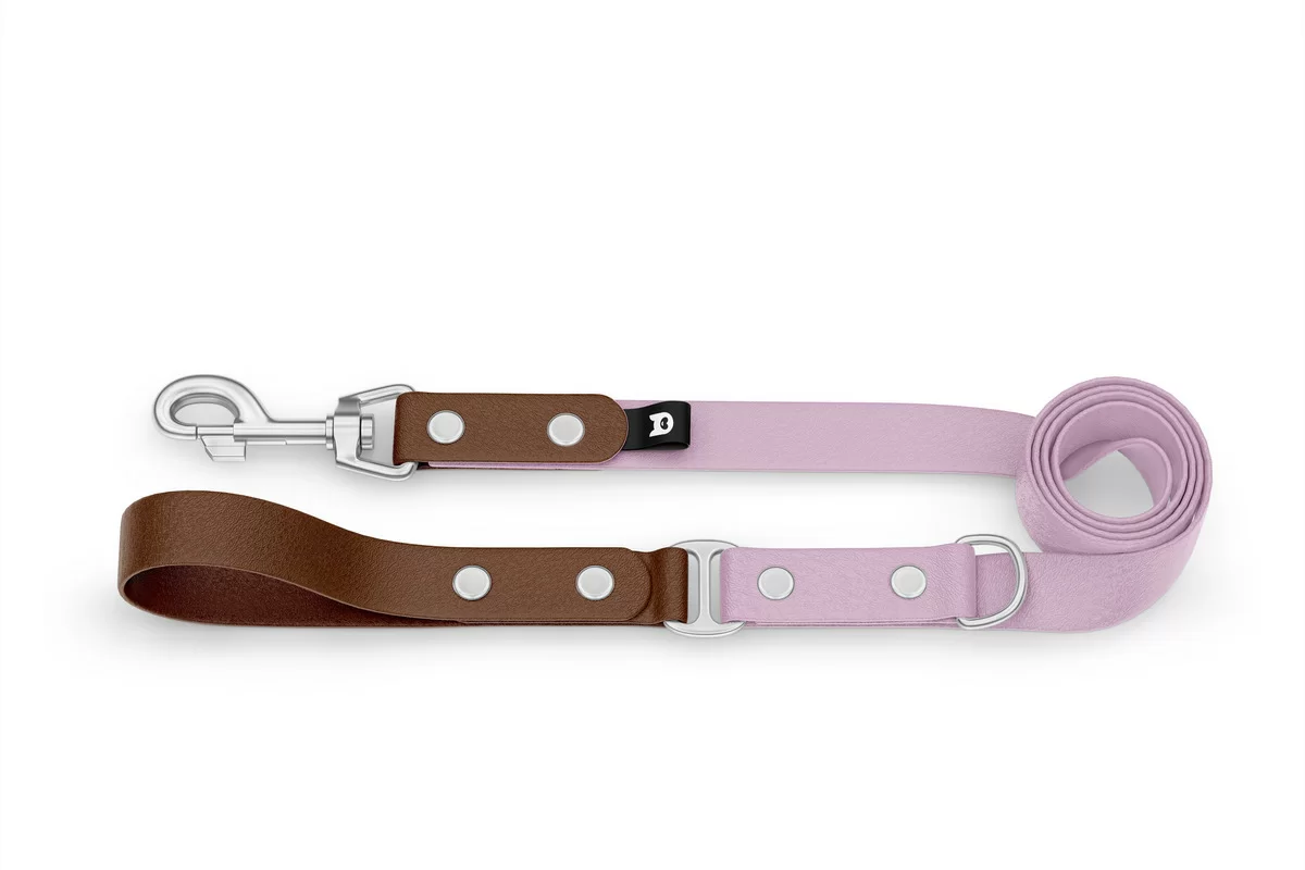 Dog Leash Duo: Dark brown & Lilac with Silver components