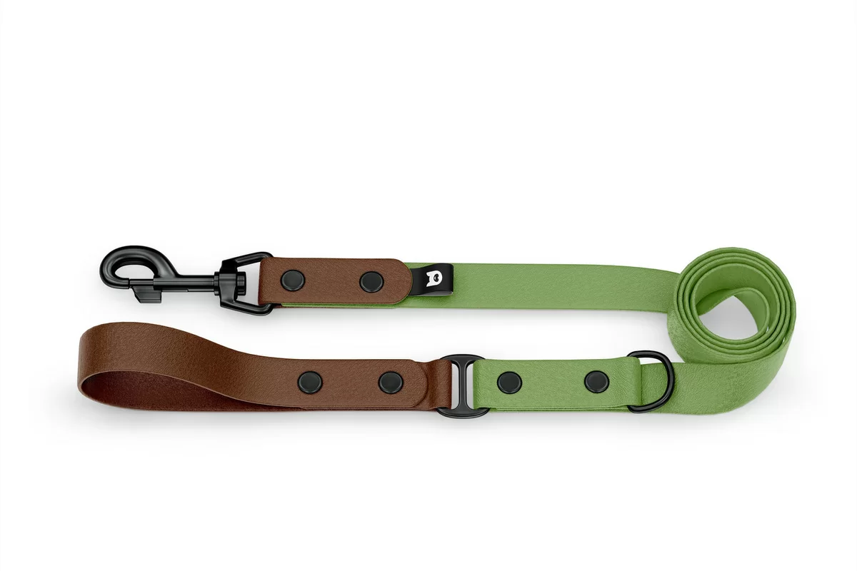 Dog Leash Duo: Dark brown & Olive with Black components