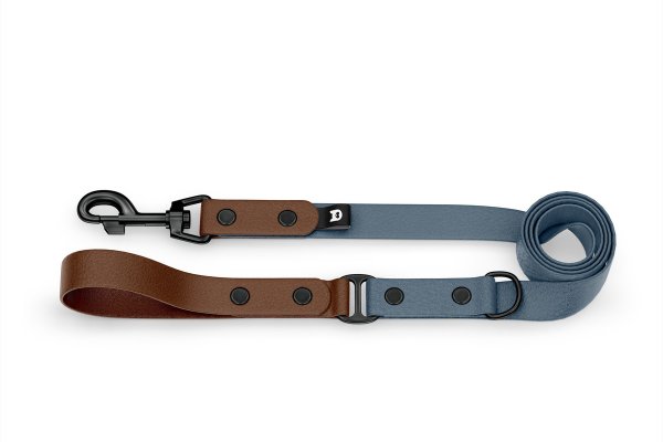 Dog Leash Duo: Dark brown & Petrol with Black components