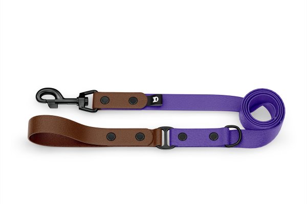 Dog Leash Duo: Dark brown & Purpur with Black components