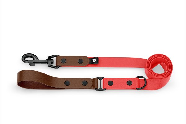 Dog Leash Duo: Dark brown & Red with Black components
