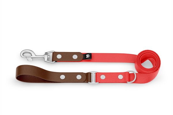 Dog Leash Duo: Dark brown & Red with Silver components