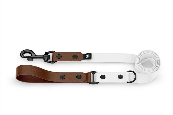 Dog Leash Duo: Dark brown & White with Black components