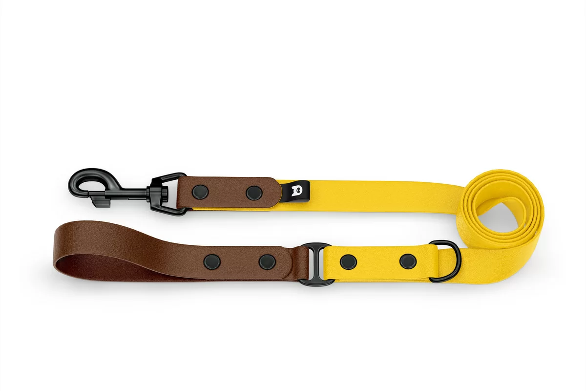 Dog Leash Duo: Dark brown & Yellow with Black components