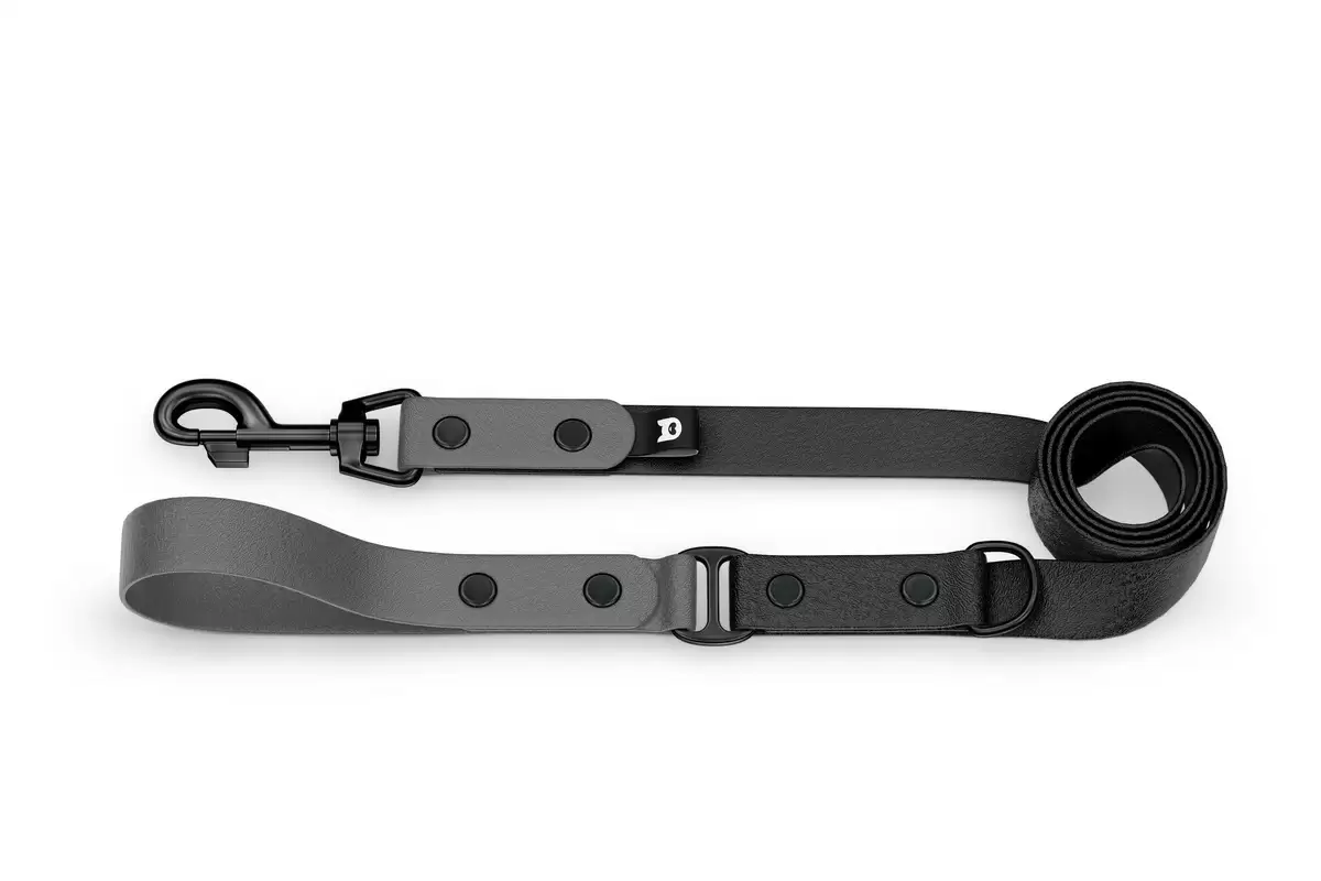 Dog Leash Duo: Gray & Black with Black components