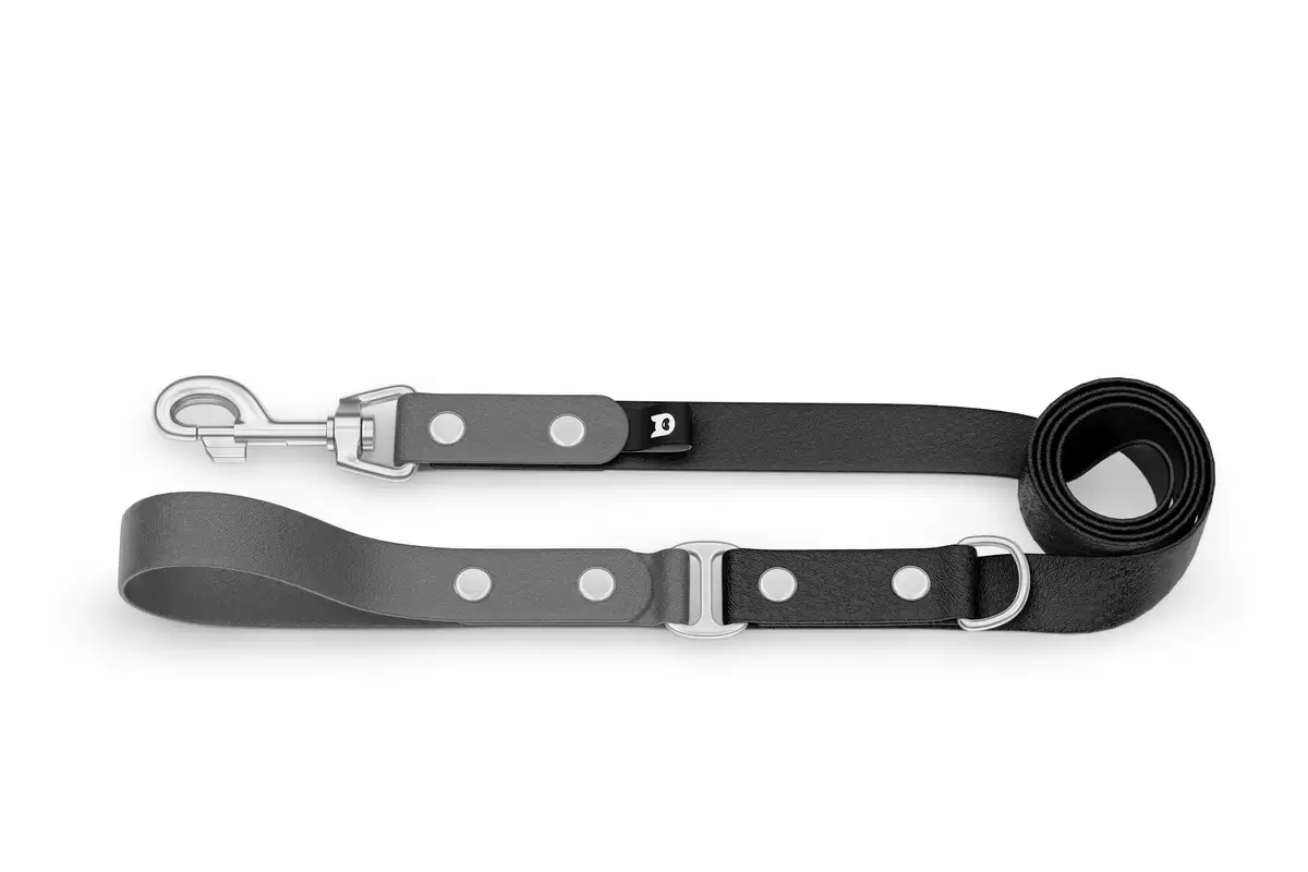 Dog Leash Duo: Gray & Black with Silver components